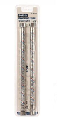 Coppia Tubi Flessibili Per Miscelatore Rubinetto Lungo 30cm Connettori F 3/8" e