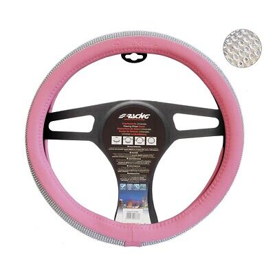 Coprivolante Pink Diamonds Eco pelle rosa con strass per volanti diametro 37-39