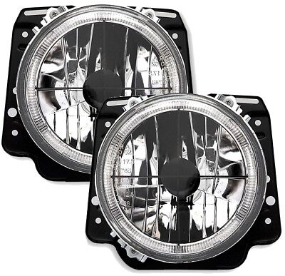 Coppia Fari Fanali Anteriori Tuning Angel Eyes per Golf 2 Cromati 1984-1991