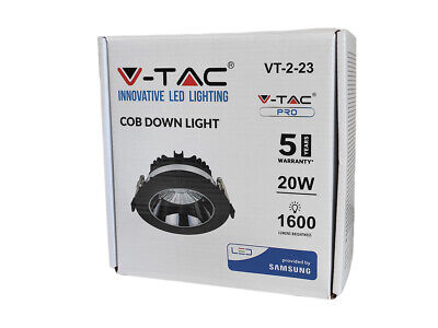 Faretto Led COB da Incasso 20W 6400K Rotondo Riflettore Orientabile Carcassa Ne