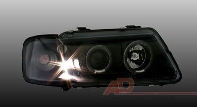 Coppia fari Fanali Anteriori TUNING A3 8L 1996-2000 h1/h1 NERO angel eyes