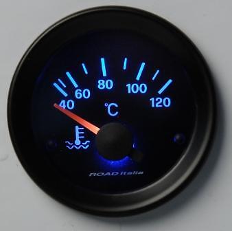 Manometro Strumento Road Italia Retroilluminato Temperatura Acqua °C Blu NO sens