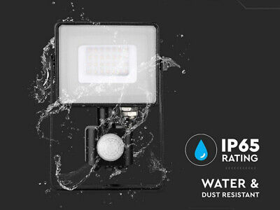 Faro Led Flood Light Slim 30W IP65 Neutro 4000K Carcassa Nera con Sensore PIR