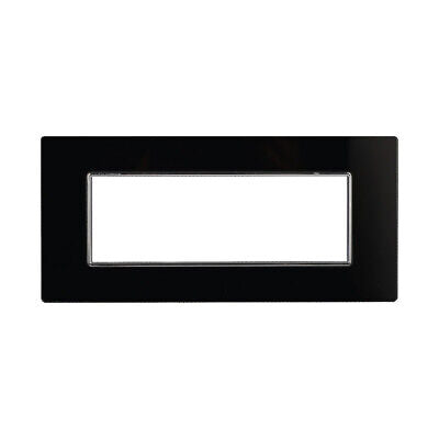 ETTROIT Placca In Vetro Serie Moon 6P Colore Nero Compatibile Con Bticino