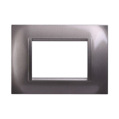 ETTROIT Placca Plastica Quadrata Serie Space 3P Colore Titanio Compatibile Con