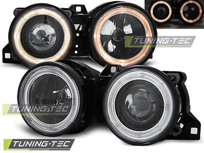 Coppia Fari Fanali Anteriori Tuning Serie 3 E30 88-93 H1/H1 neri ANGEL EYES