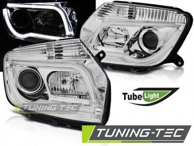 Coppia Set Fari Fanali Anteriori Tuning DUSTER 04.10-14 Cromato TUBE LIGHT