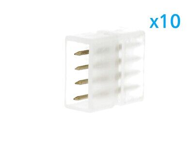 10 PZ Connettore Da 4 Pin RGB Passo 13,5mm Per Unire e Allungare Bobina Led