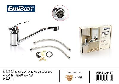 Kit Rubinetto da Cucina Acqua Fredda e Calda Monocomando Argento Cromato Misura