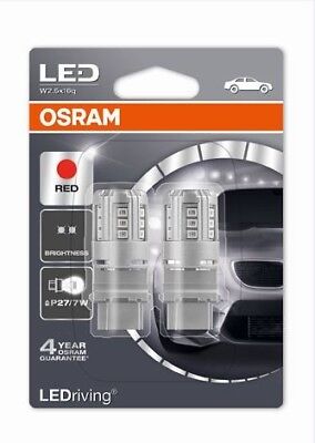 COPPIA Lampada Lampadina Luce OSRAM LEDriving P27/7W (3157) 12V W2.5x16q ROSSE