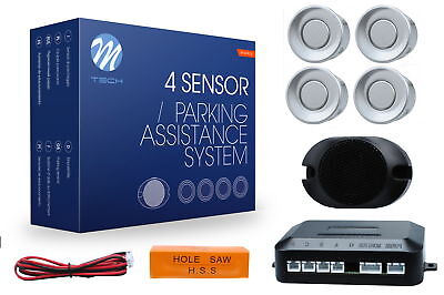 Kit Sensori di parcheggio 4 SENSORI CP17 buzzer diametro 18mm Grigio Argento