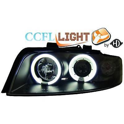 Coppia fari fanali anteriori TUNING A4 00-04 nero con anelli ANGEL EYES CCF