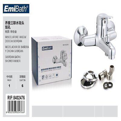 Kit Rubinetto Vasca Doccia Miscelatore A Muro Monoleva Acqua Calda e Fredda