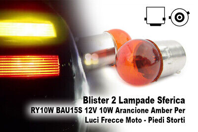 Blister 2 Lampade Sferica RY10W BAU15S 12V 10W Arancione Amber Per Luci Frecce