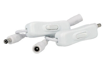 2 PZ Interruttore ON/OFF Colore Bianco Con Cavo Presa Femmina e Spina Maschio DC