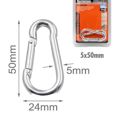 Kit 2 Pezzi Moschettoni a Forma D in Acciaio Modello Portachiavi Rinforzato