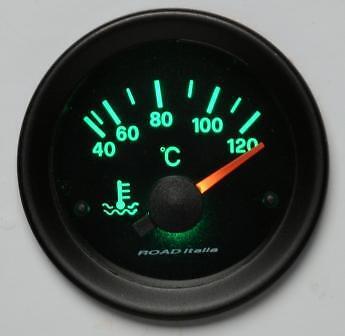 Manometro Strumento Road Retroilluminato Temperatura Acqua °C Con SONDA Verde