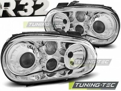 Coppia Set Fari Fanali Anteriori Tuning GOLF 4 09.97-09.03 R32 LOOK CROMATO