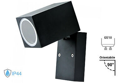 Applique Lampada Da Parete Quadrato Orientabile Attacco GU10 IP44 Carcassa Nera