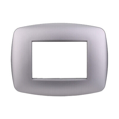 ETTROIT Placca Slim Serie Space 3P Colore Silver Compatibile Con Bticino Living