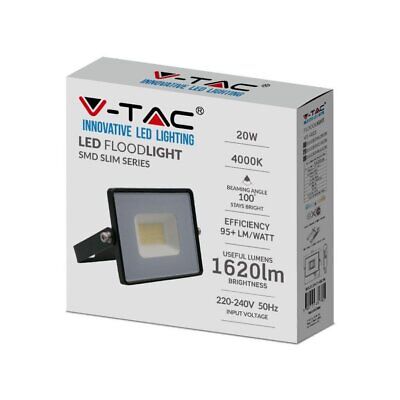 Faro Led Flood Light 20W 1620lm IP65 Slim 121X114X26mm Carcassa Nera Luce 4000K
