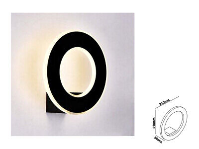 Applique Lampada LED da Muro Circolare 9W 3000K Carcassa Nera IP20 Effetto Sole