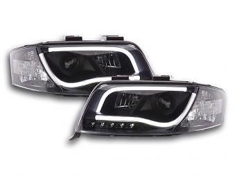 Coppia Fari Fanali Anteriori Tuning Dayline DRL LTI CCFL A6 4B 01-04 nero