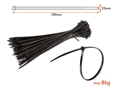 100 Fascette Cablaggio Stringicavo 2.5X100mm Colore Nero Per Legare Fili Cavi S