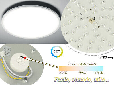 Led Plate CCT 20W 220V Rotondo Diametro 180mm Bianco Caldo Neutro Freddo 3 In 1