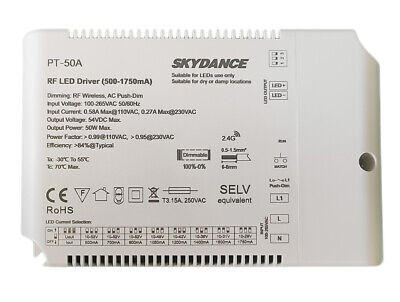 Led Driver CC Dimmerabile 50W Pulsante + RF Corrente Costante Modulare 500mA