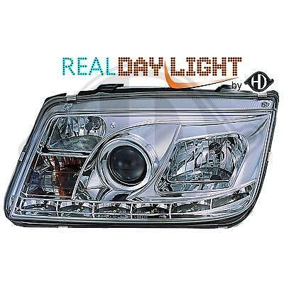 Coppia fari anteriore TUNING BORA 98-05 cromati con luce diurna DRL LED omol