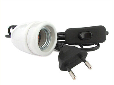 Kit Prova Per Lampada Led E27 Con Interrutore Spina Filo Lunga 180cm Base Ceram