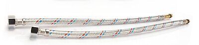Coppia Tubi Flessibili Per Miscelatore Rubinetto Lungo 50cm Connettori F 3/8" e