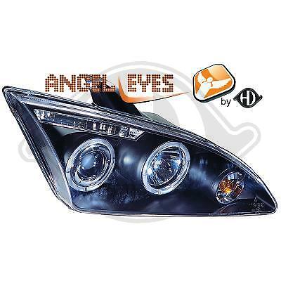Coppia Fari Fanali Anteriori Tuning Angel Eyes Focus 2 2005-2008 FONDO NERO