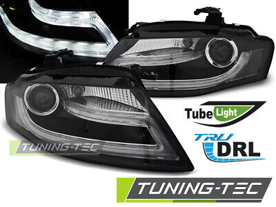HEADLIGHTS TRUE DRL BLACK fits A4 B8 04.08-11