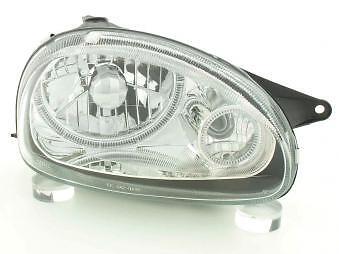 Coppia Fari Fanali Anteriori Tuning Angel Eyes Corsa B 93-00 cromato