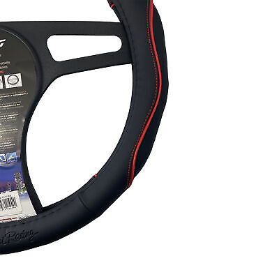 Coprivolante Pretty black Ecopelle nera inserti rossi per volanti diametro