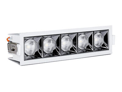 Faretto Led Da Incasso Rettangolare 5X4W Caldo 2700K UGR<19 Riflettore 38&de