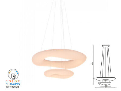 Lampada Led A Sospensione Moderno Circolare Doppio Anelli CCT Diametro 600mm