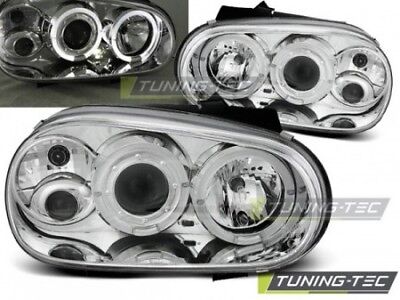 Coppia Fari Fanali Anteriori Tuning GOLF 4 09.97-09.03 ANGEL EYES Cromato