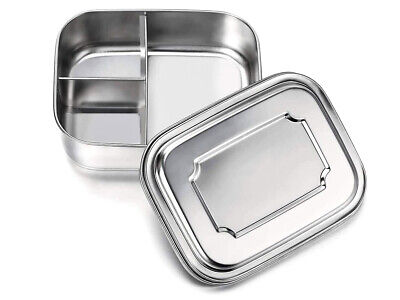 Lunchbox in Acciaio Inox Contenitore Per Pranzo Scatole Bento con Tre Scomparti