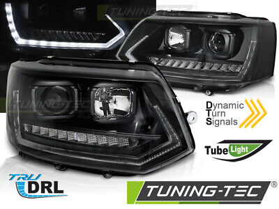HEADLIGHTS TUBE LIGHT DRL BLACK SEQ fits T5 2010-2015