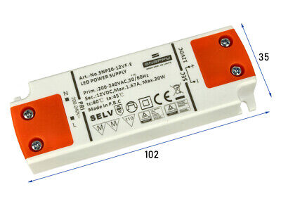 Alimentatore Trasformatore Slim 12V 20W 1,67A 16mm SNAPPY SNP20-12VF-E <ul>