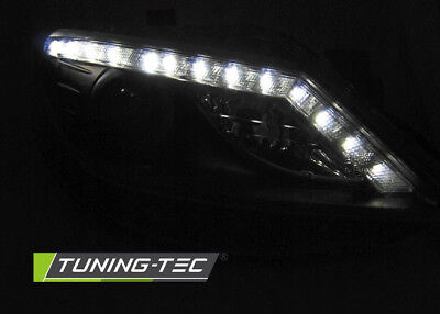 Coppia Fari Fanali Tuning IBIZA 6J 06.2008 > 2012 DAYLIGHT Freccia LED Neri