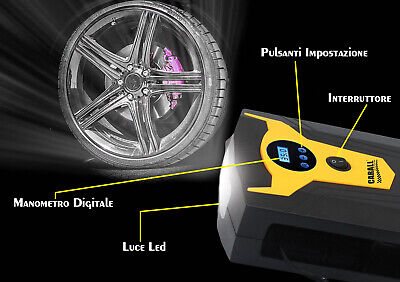 Compressore Aria Portatile Pompa Digitale Per Auto Moto Bici Accendisigari LUCE