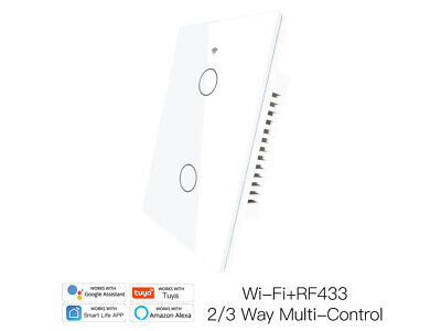 Interruttore Wifi Da Parete Pannello Touch 2 Tasti Colore Bianco + RF 433