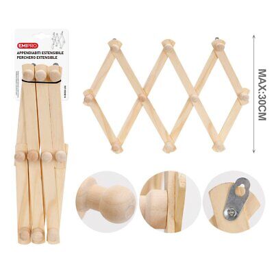<ul> <li>Appendiabiti in Legno Estendibile con 10 Ganci, da Parete</li>