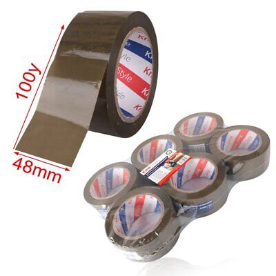 6 Pezzi Nastro Adesivo Marrone 48mm X 100y <ul><li>Nastro Trasparente,