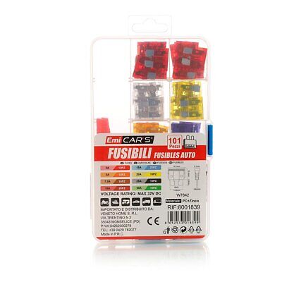 100 Fusibili Piatti Standard Per Auto 12V 24V Max 32V 3A 5A 7,5A 10A 15A 20A