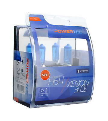 Coppia lampade Alogene Lampadine Powertec effetto Xenon xeno Blue HB4 12V